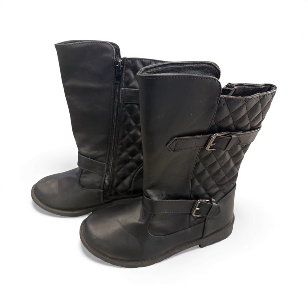 Black Quilted Buckle Boots girls size 4
